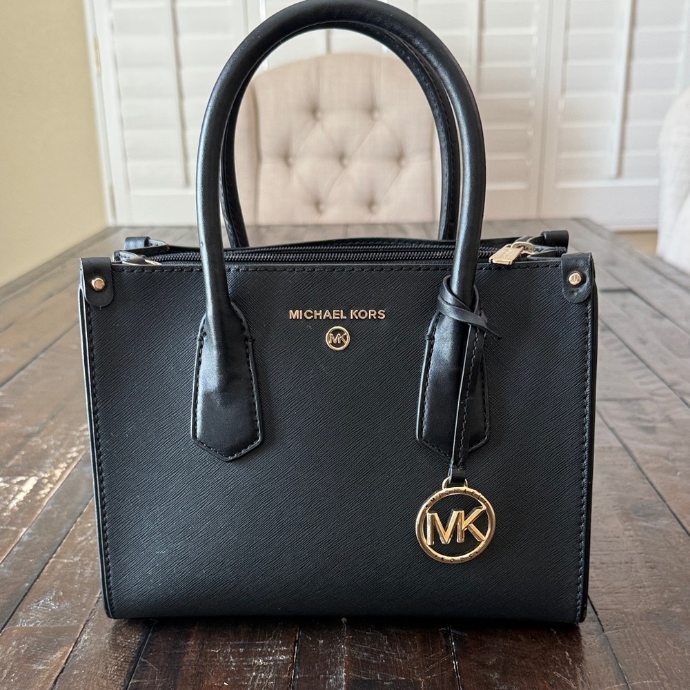 Michael Kors Black Satchel with Gold Accents